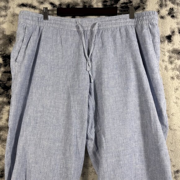 Old Navy Pants Womens Size 2X Pinstripe Linen Blend Wide Leg Drawstring Hippie - Picture 3 of 15